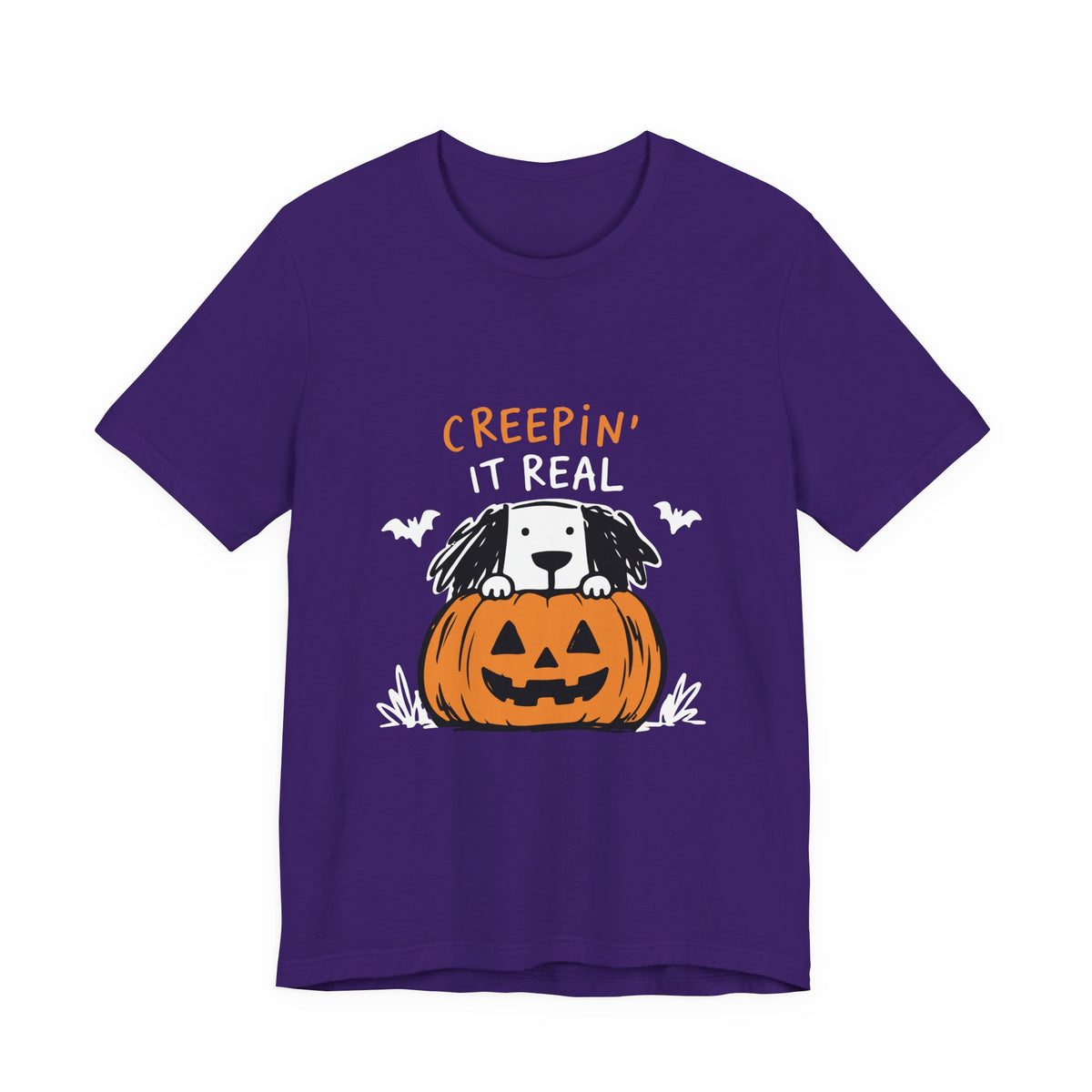 Creepin' It Real Halloween T-Shirt — Dog in Jack-O'-Lantern Tee