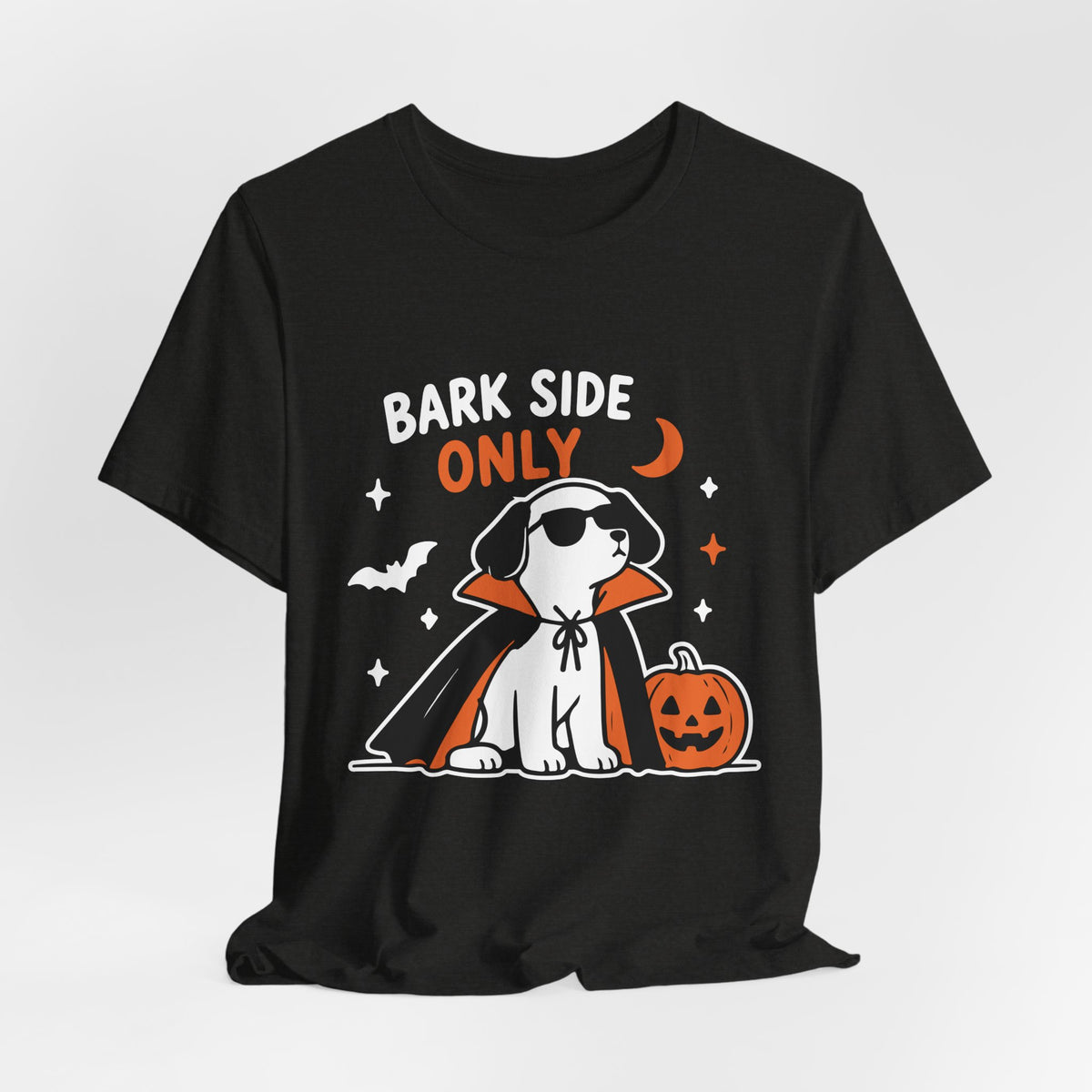 Halloween Dog T‑Shirt — "Bark Side Only" Vampire Puppy Tee