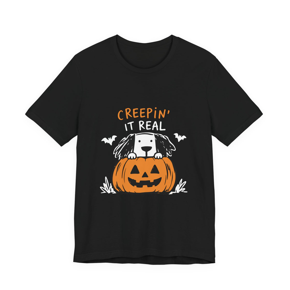 Creepin' It Real Halloween T-Shirt — Dog in Jack-O'-Lantern Tee