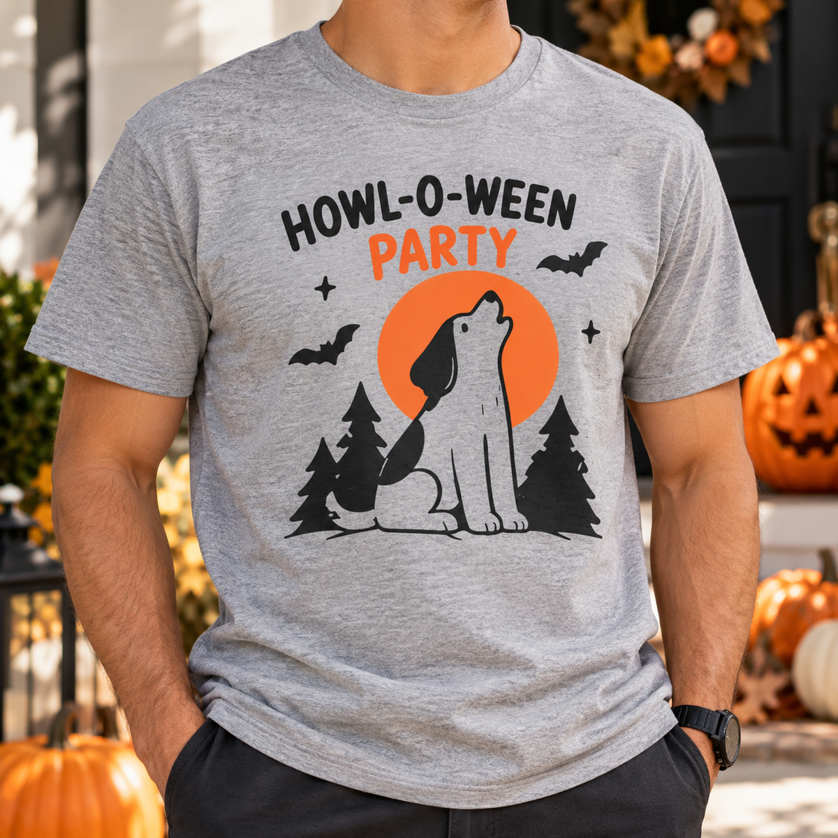 Howl-O-Ween Party Halloween Dog Tee