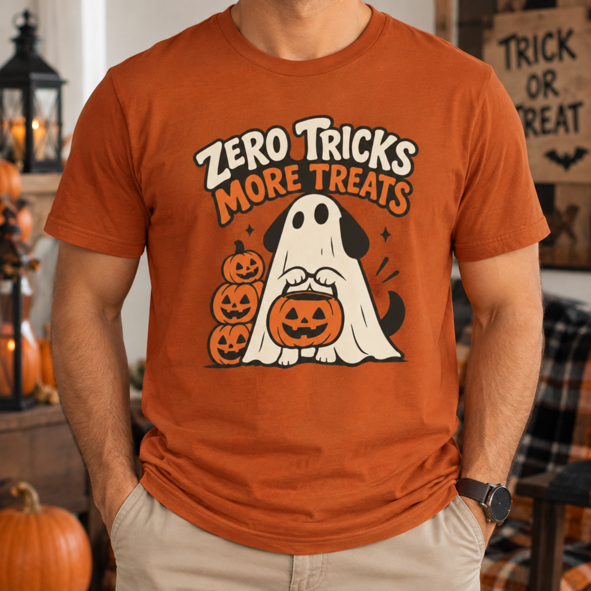 Zero Tricks, More Treats Halloween Dog T-shirt
