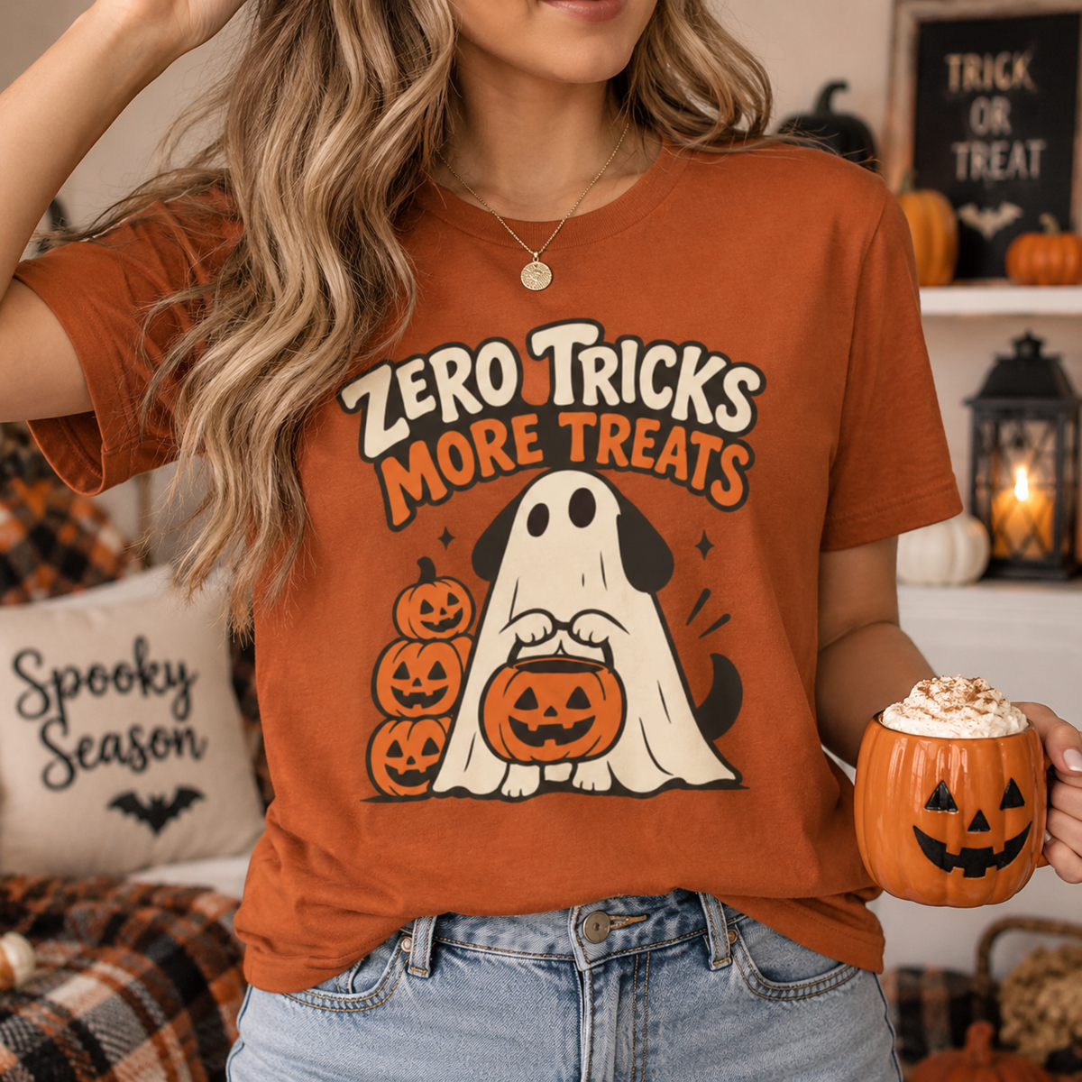 Zero Tricks, More Treats Halloween Dog T-shirt