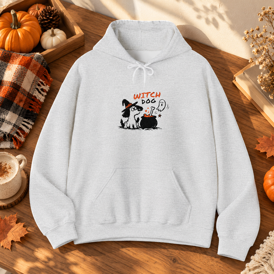 Witch Dog Hoodie — Cute Halloween Dog Witch Graphic Sweatshirt