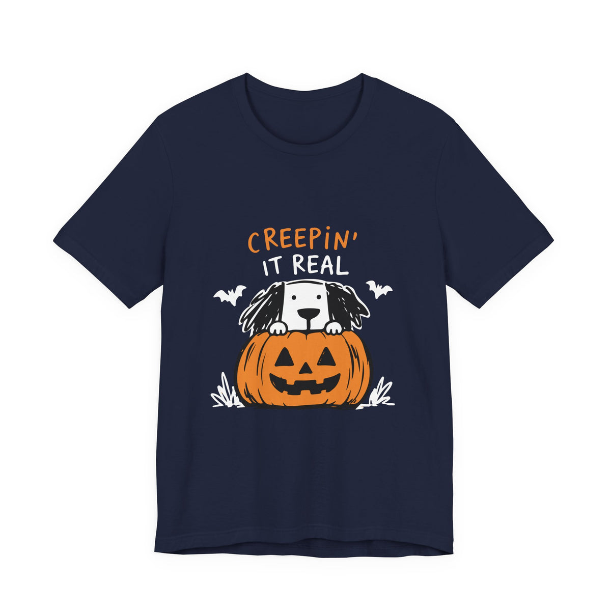 Creepin' It Real Halloween T-Shirt — Dog in Jack-O'-Lantern Tee