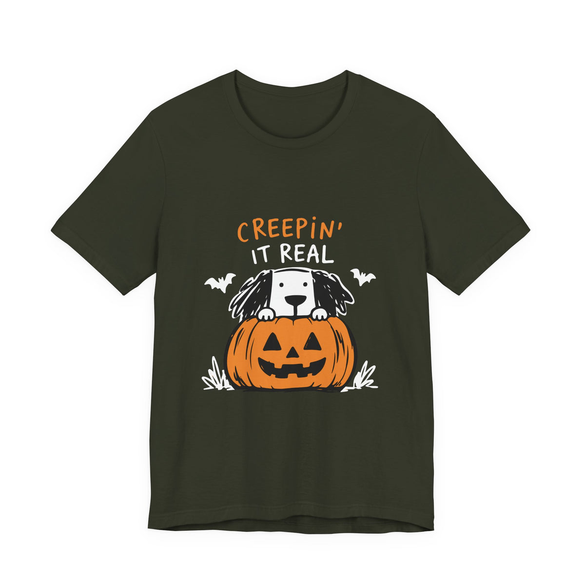 Creepin' It Real Halloween T-Shirt — Dog in Jack-O'-Lantern Tee
